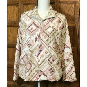 ALFRED DUNNER Women's size‎ PM Jacket  Zip-Up Front Fleece Sweater Pockets Bling